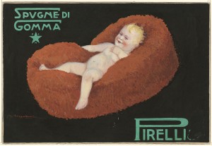 Bozzetto per pubblicità delle spugne di gomma Pirelli anni 1920-1921
